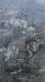朱三秋作品6《合畅山风》尺寸：210x115cm 纸本2014年